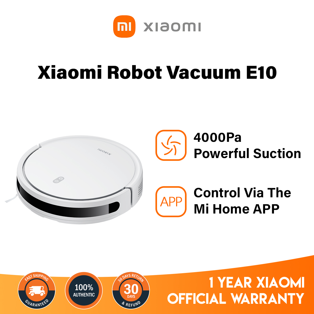  Xiaomi Robot Vacuum E10, 4000Pa Powerful Suction