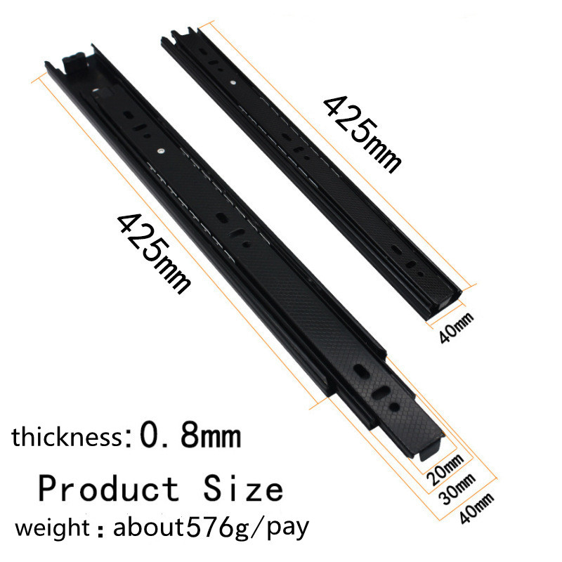 1 pair (2pcs) Drawer slide rail three-section guide (9 inch 11 inch, 13 ...