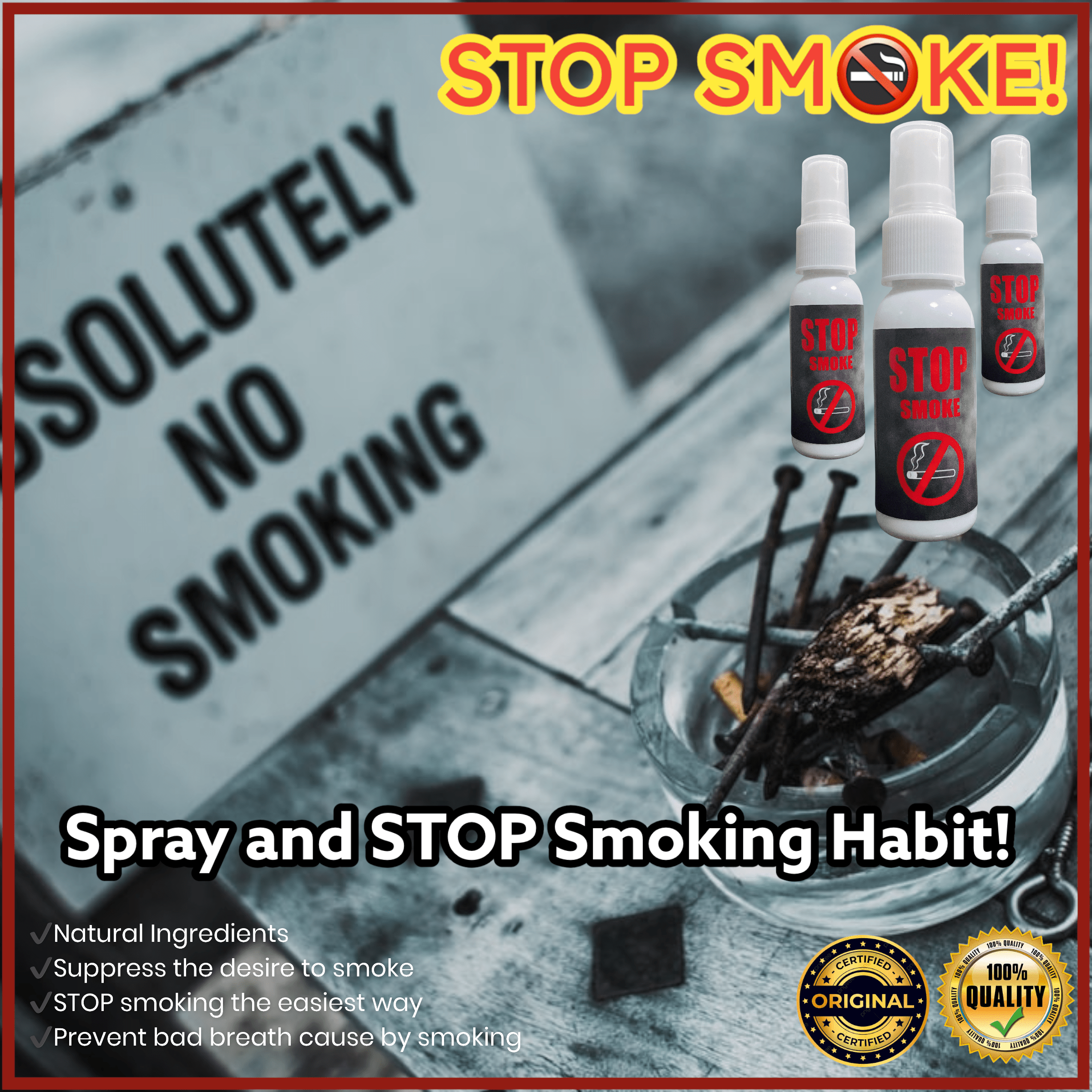 Original Stop Smoke Spray Anti Anxiety Spray Effective 30ml Care Get