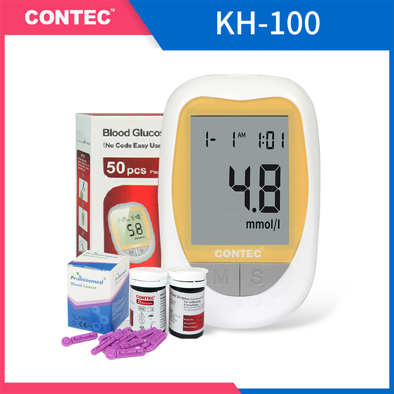 CONTEC KH100 Blood Glucose Meter 50pcs Strips and 50pcs Lancets Blood