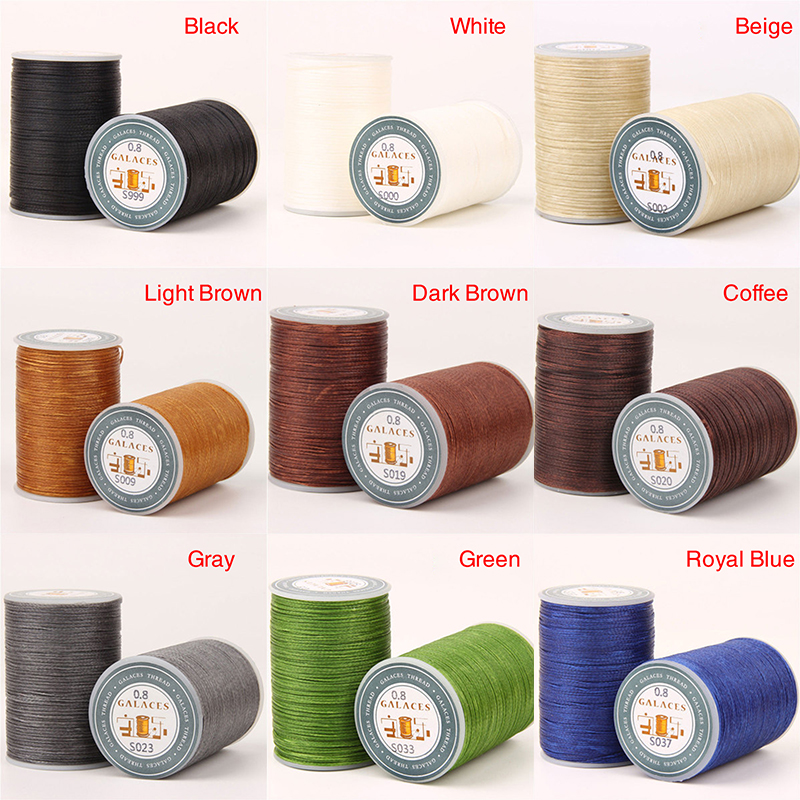U2y7 1Roll Stiching Cord 0.8mm 90m Polyester Cord Sewing Craft Flat Waxed Thread 150D Leather