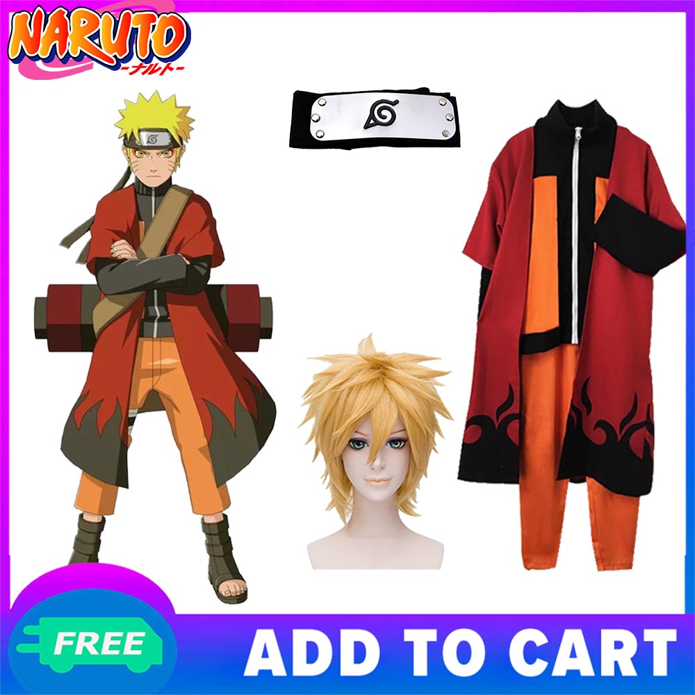 Anime Naruto Shippuden Uzumaki Naruto Cosplay Costume Jacket & Pant Full  Outfit 