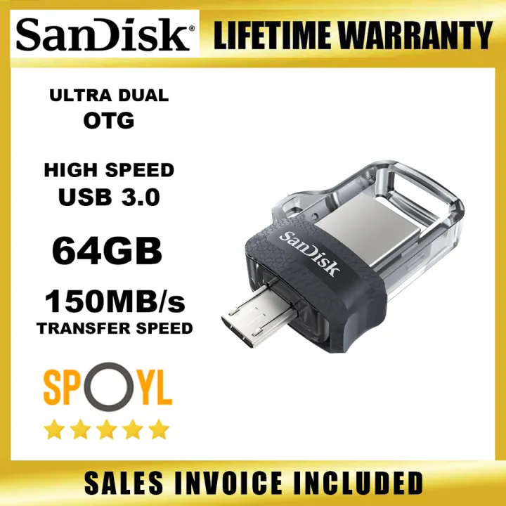 Sandisk Otg 64gb Usb Flash Drive Dual Drive Ultra Sddd3 M3 0 Speed Up To 150mb