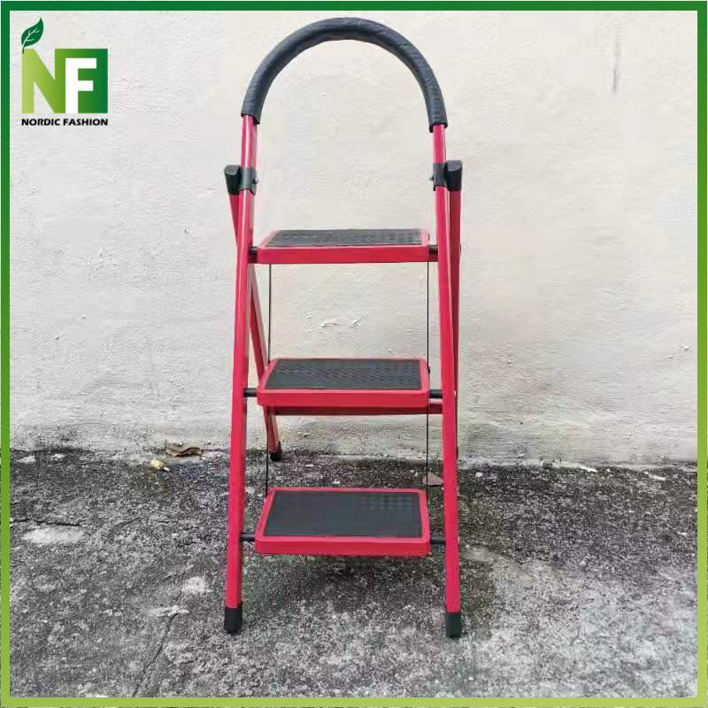 Ladder Home Folding Trestle Ladder Thickened Indoor Three Steps Four Steps  Five Steps Stairs Thickened Red Five Steps | Lazada PH