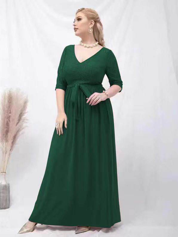 2206 Plus size Casual Formal Lace Long Dress Gown with Premium high quality  3/4 shoulder design