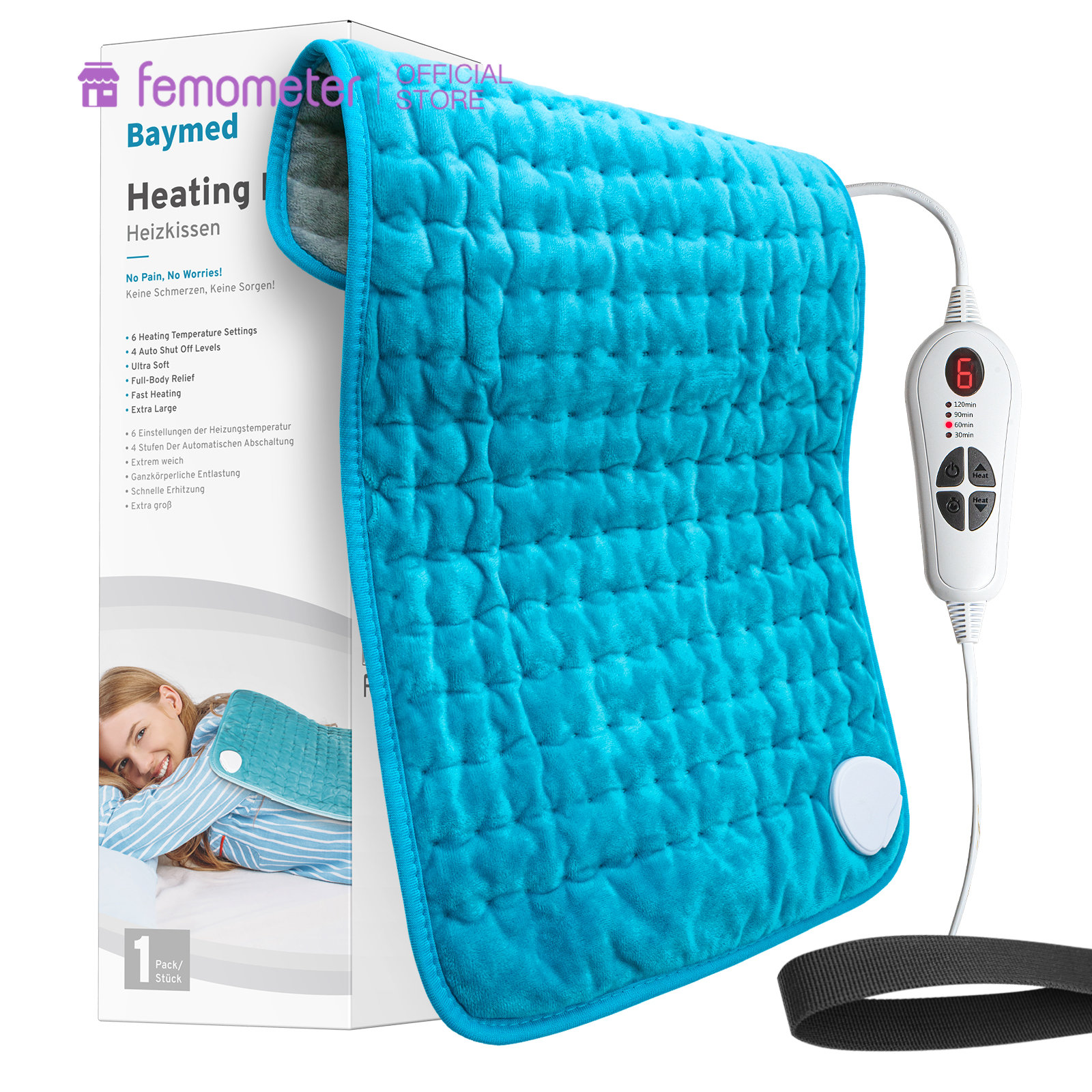 Heating Pad for Back Pain and Cramps Relief 6 InstaHeat Settings, hot