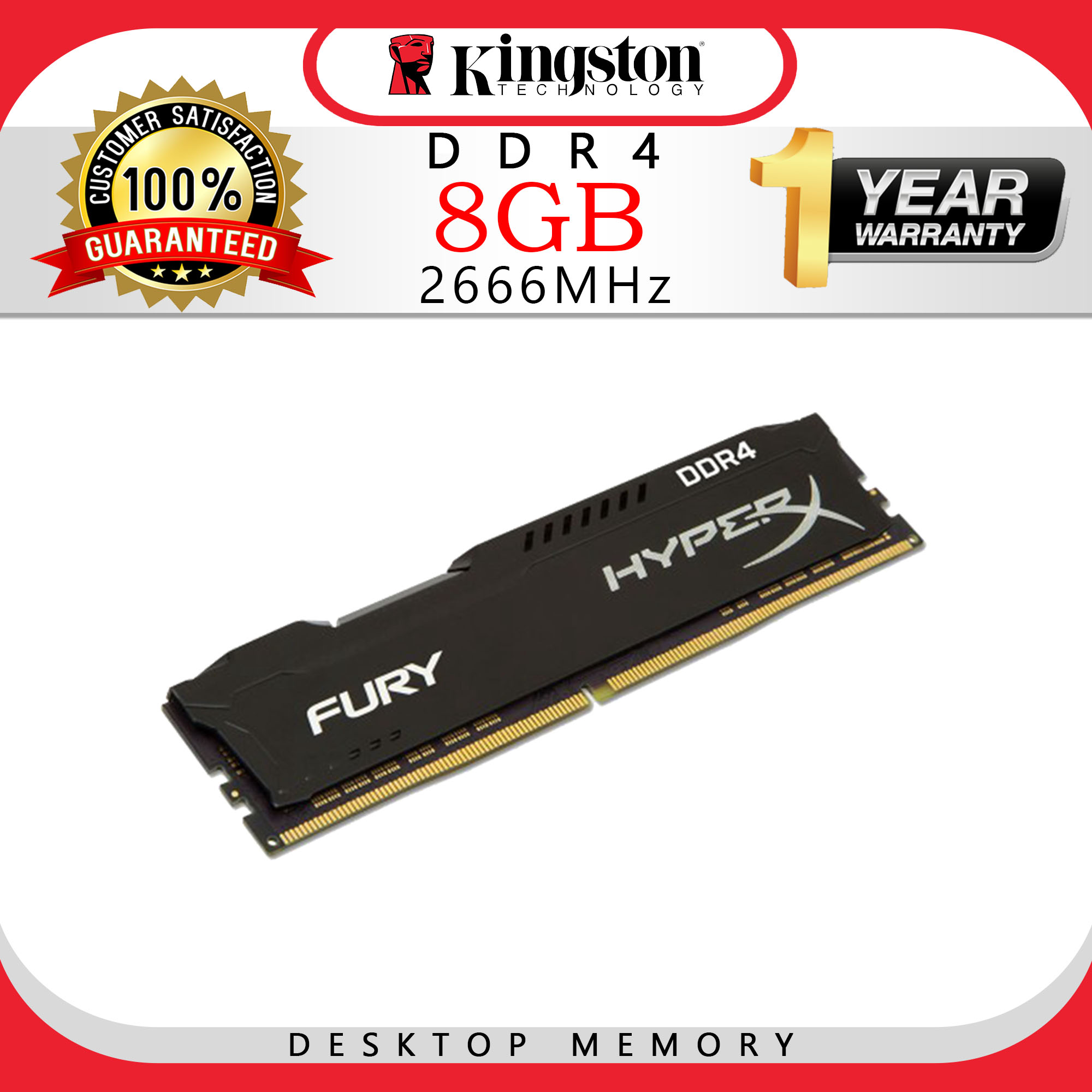 HyperX FURY DDR4 16GB (2 X 8GB) 3200MHz Desktop RAM – PC4-25600 DIMM – Lifetime Warranty