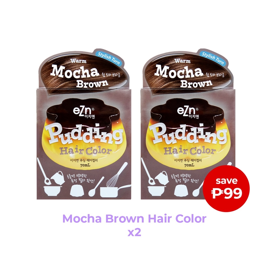 eZn Pudding Hair Color Warm Mocha Brown 2 pcs Bdle Set Hair dye color