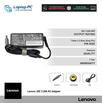 Lenovo Laptop Charger 20V 3.25A 7.9mm x 5.5mm For Thinkpad 3000 T60 T61 X60 T400 T61 Z61 X61 R61