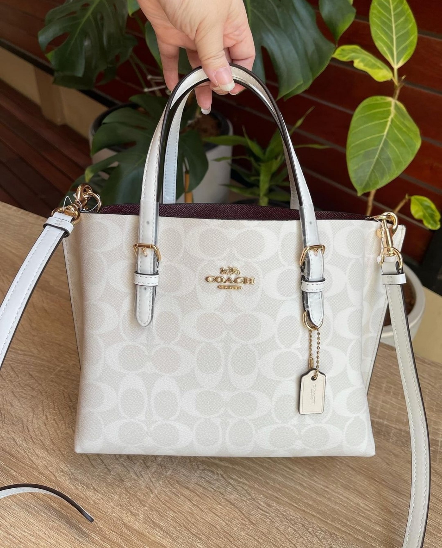 White discount coach handbag