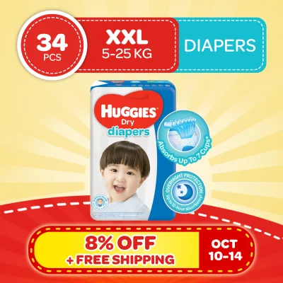 Huggies Dry XXL (15-25 kg) - 34 pcs x 1 pack (34 pcs) - Tape Diapers
