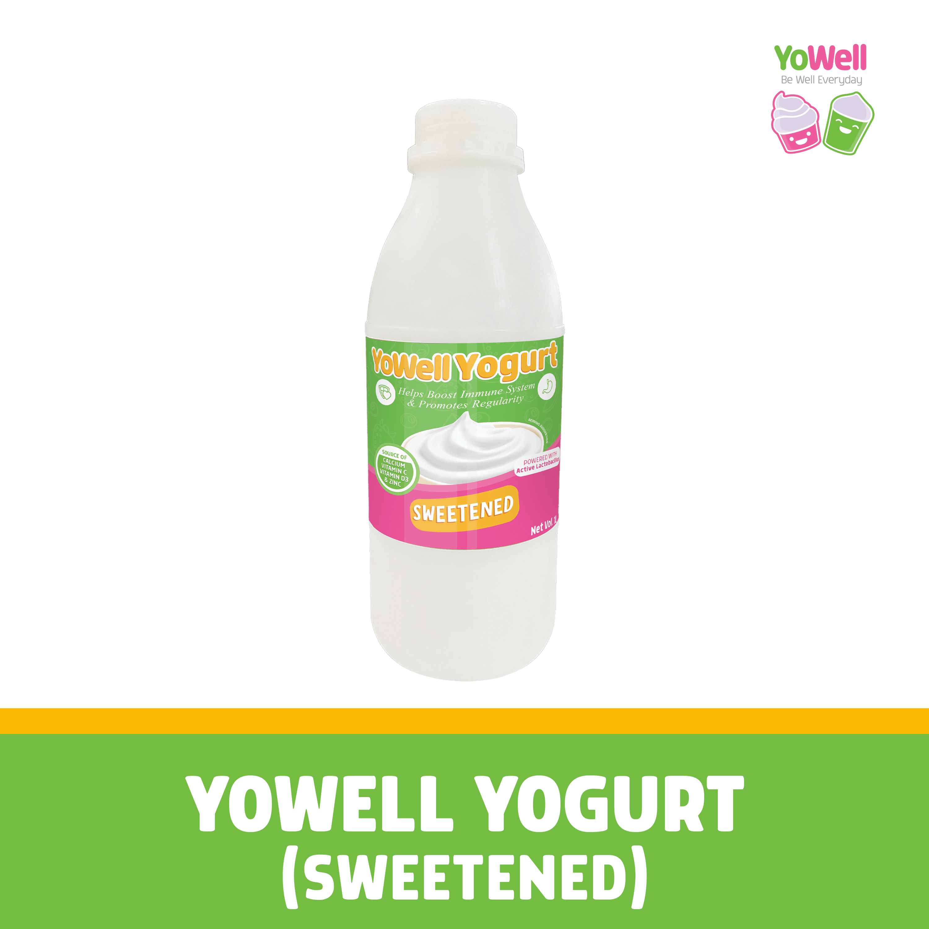 YoWell Yogurt (Sweetened) 1L Bottle Delivered Fresh Daily, with