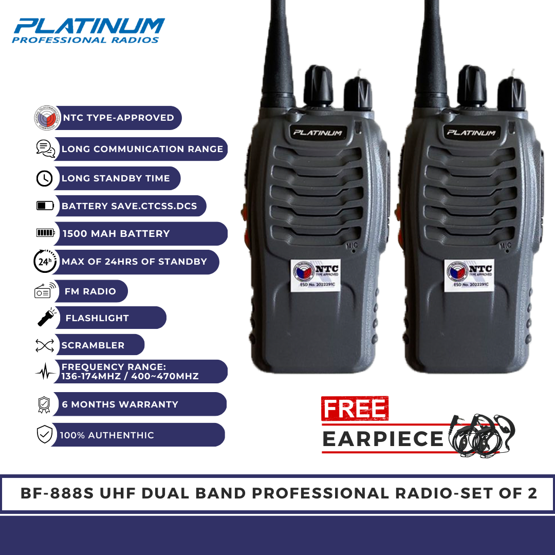 Platinum by Baofeng BF-888s set of Walkie Talkie Portable Two Way Radio  UHF Transceiver (NCT Type Approved) Lazada PH