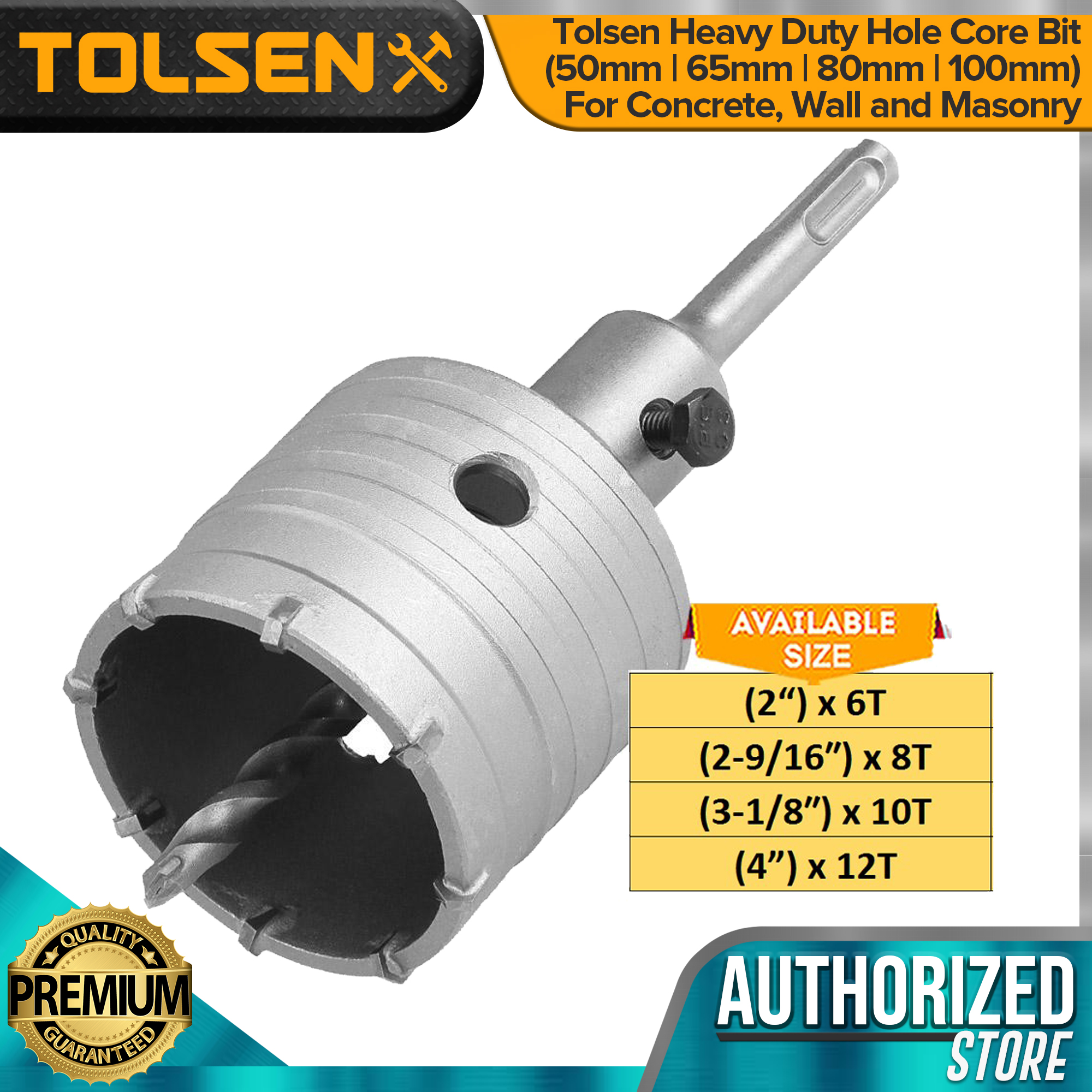 Tolsen Heavy Duty Hole Core Bit (50mm | 65mm | 80mm | 100mm) For ...