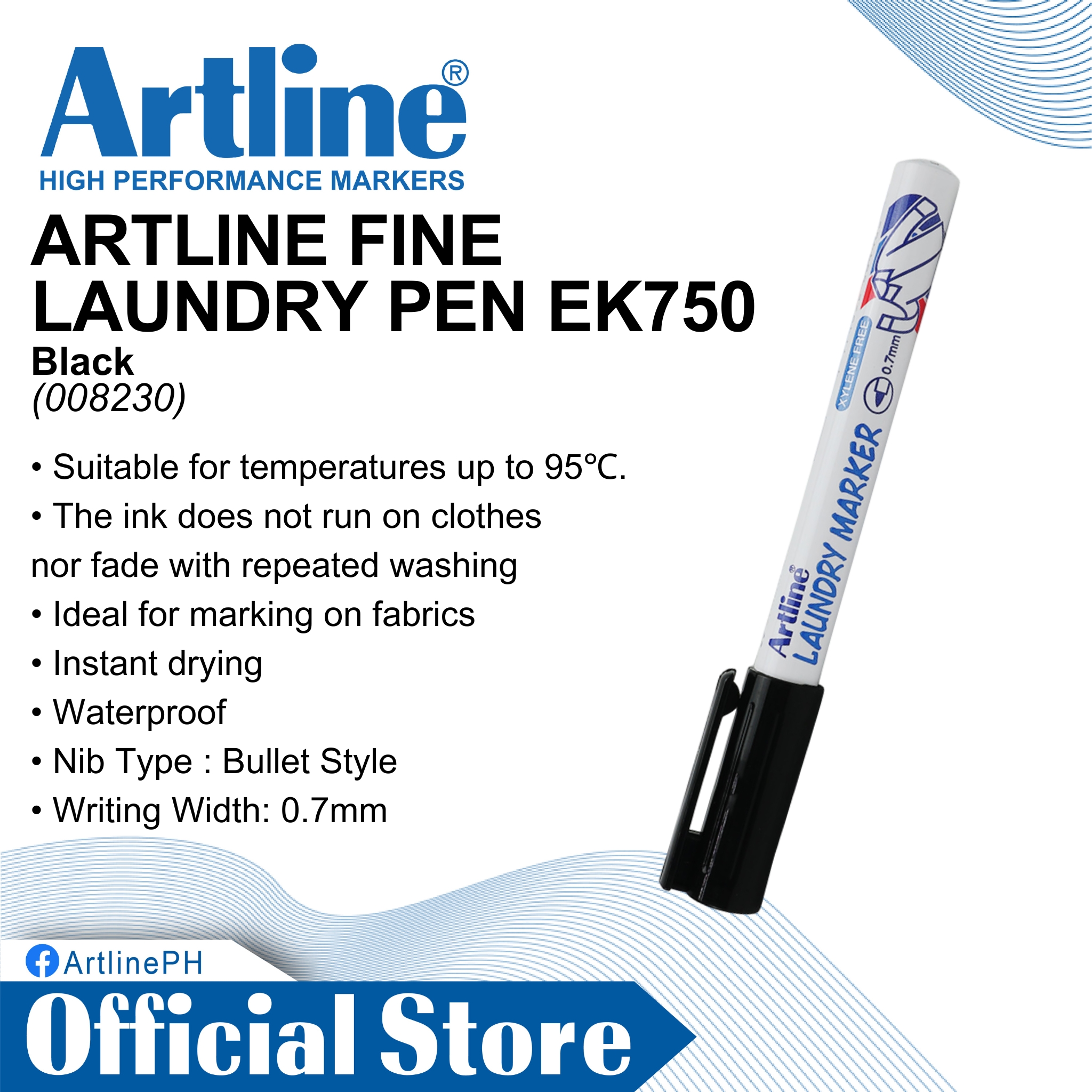 Artline Laundry Pen Black