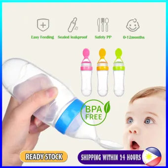 squeezing feeding bottle