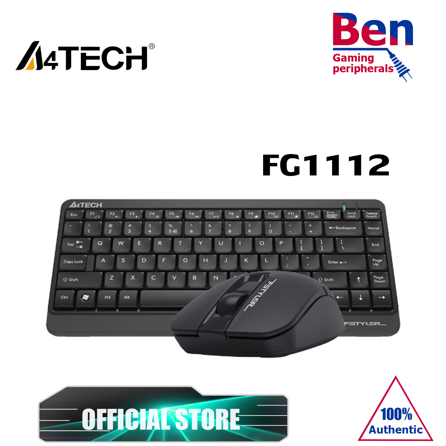A4Tech FG1112 Wireless Keyboard & Mouse Combo, 2.4GHz Wireless with