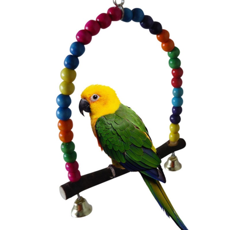 jinetor Natural Wooden Bird Perch U Shape Stand Pet Parrot Foot Grinding Bird Cage Accessories