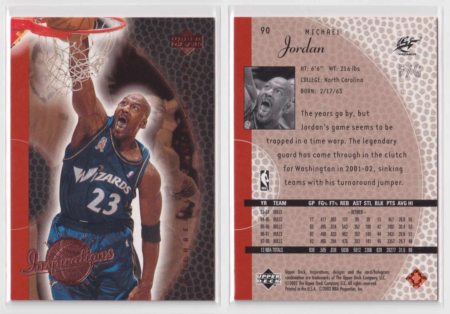 Michael Jordan Card 2001-02 Upper Deck MJ's Back #MJ-27 ISA 10 GEM