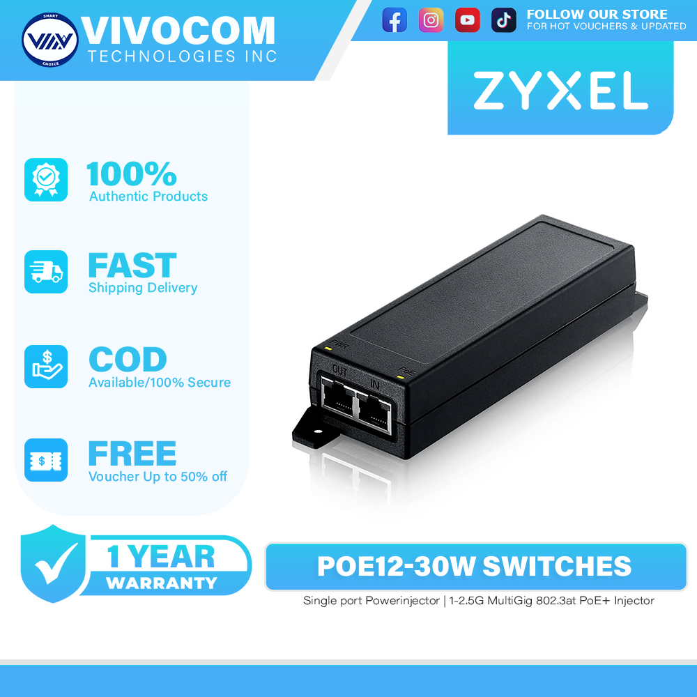 2.5G MultiGig Zyxel 2.5G Multi-Gig PoE+ Injector - Single Port 30W 802 ...
