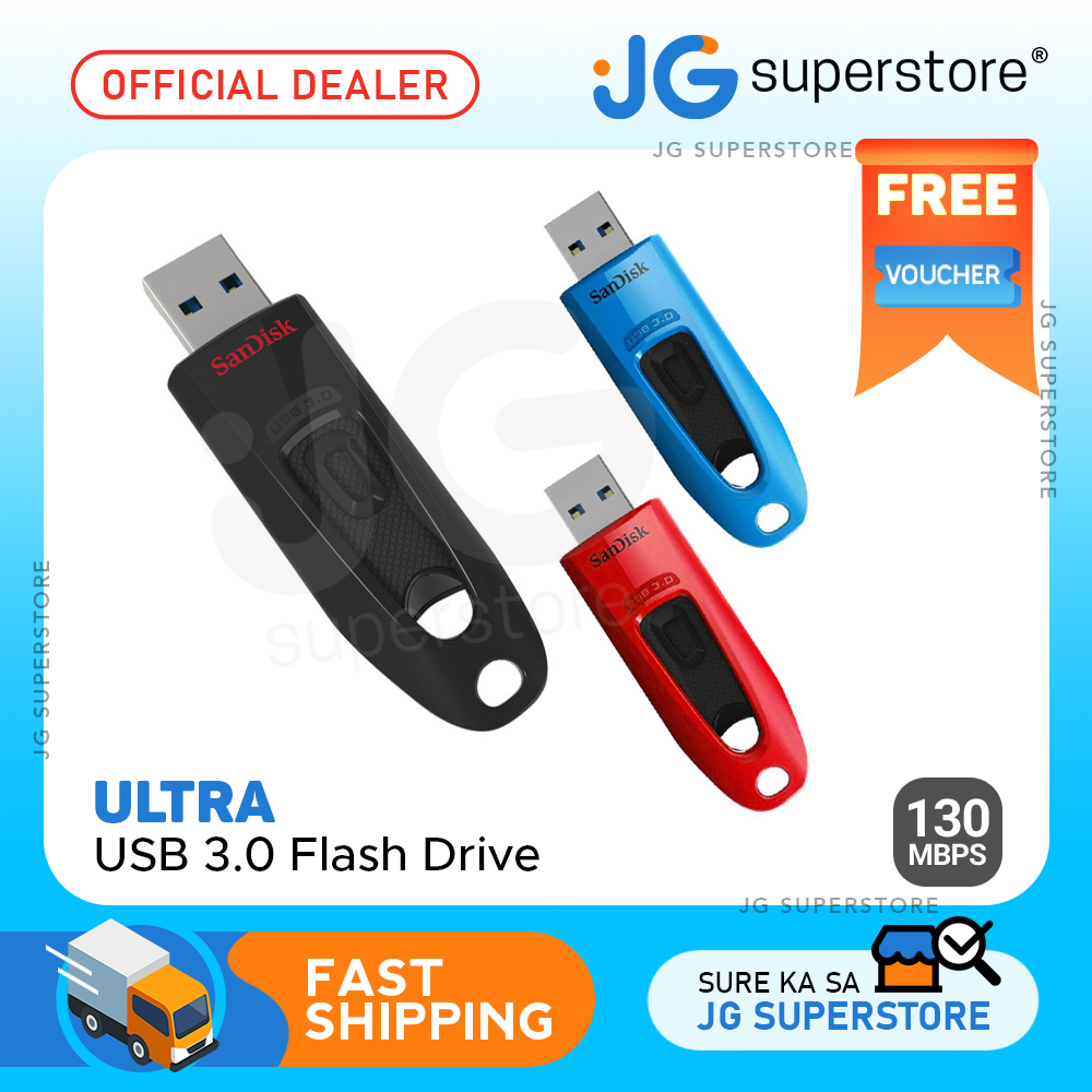 SanDisk Ultra Multi Region USB 3.0 Flash Drive with Read Speed (Black, Blue, Red) (Available in 16GB, 32GB, 64GB, 128GB, 256GB) | Superstore | Lazada PH