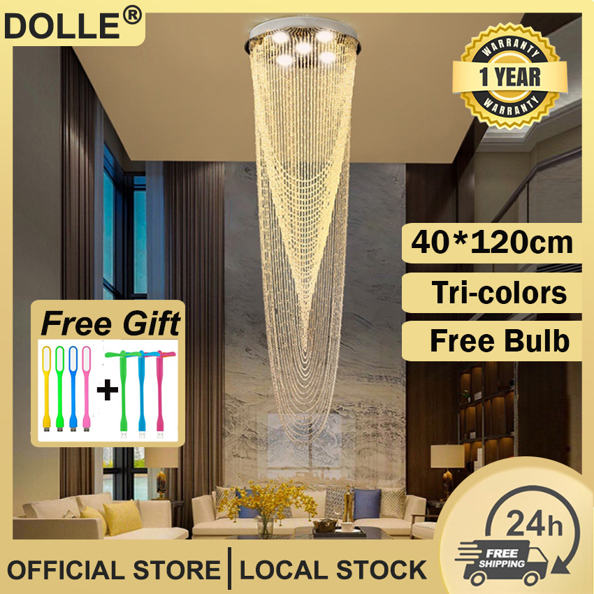 Stair Long Chandelier Lighting High Quality Clear Crystal Lampshade Lights for Dining Room
