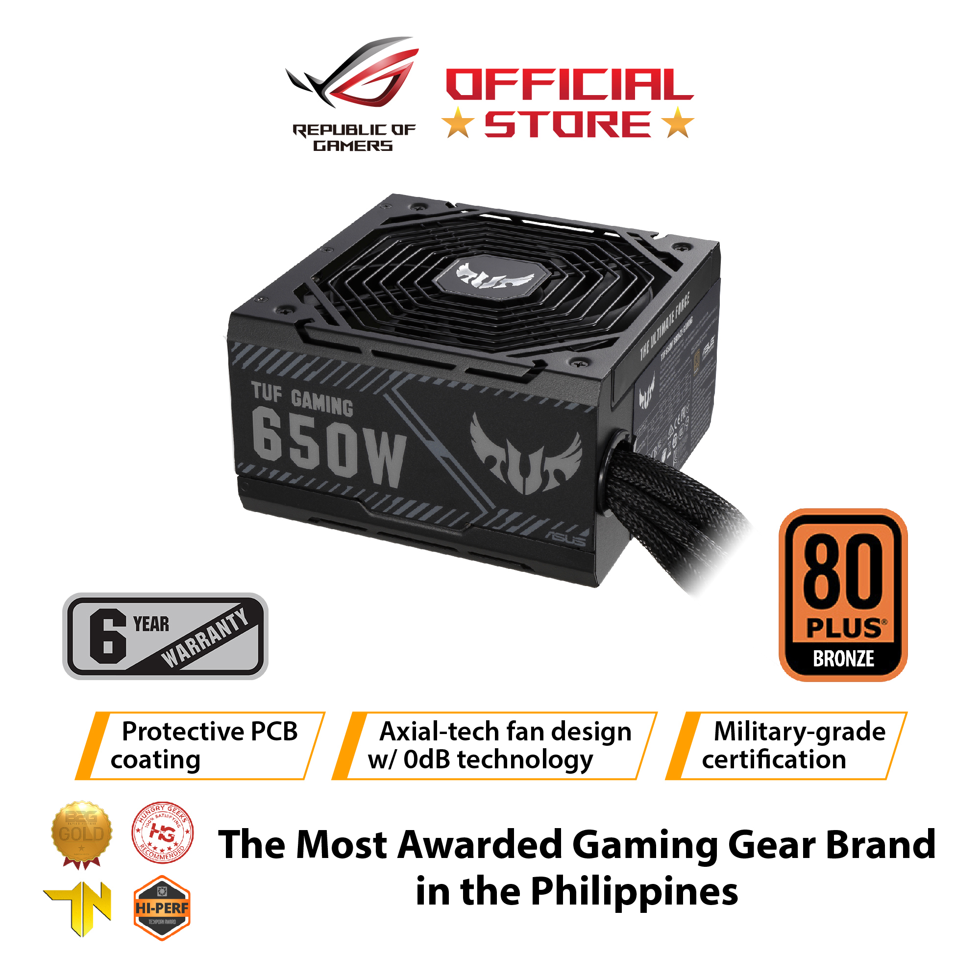 ASUS TUF Gaming 650W Bronze PSU, Power Supply (Axialtech Fan Design