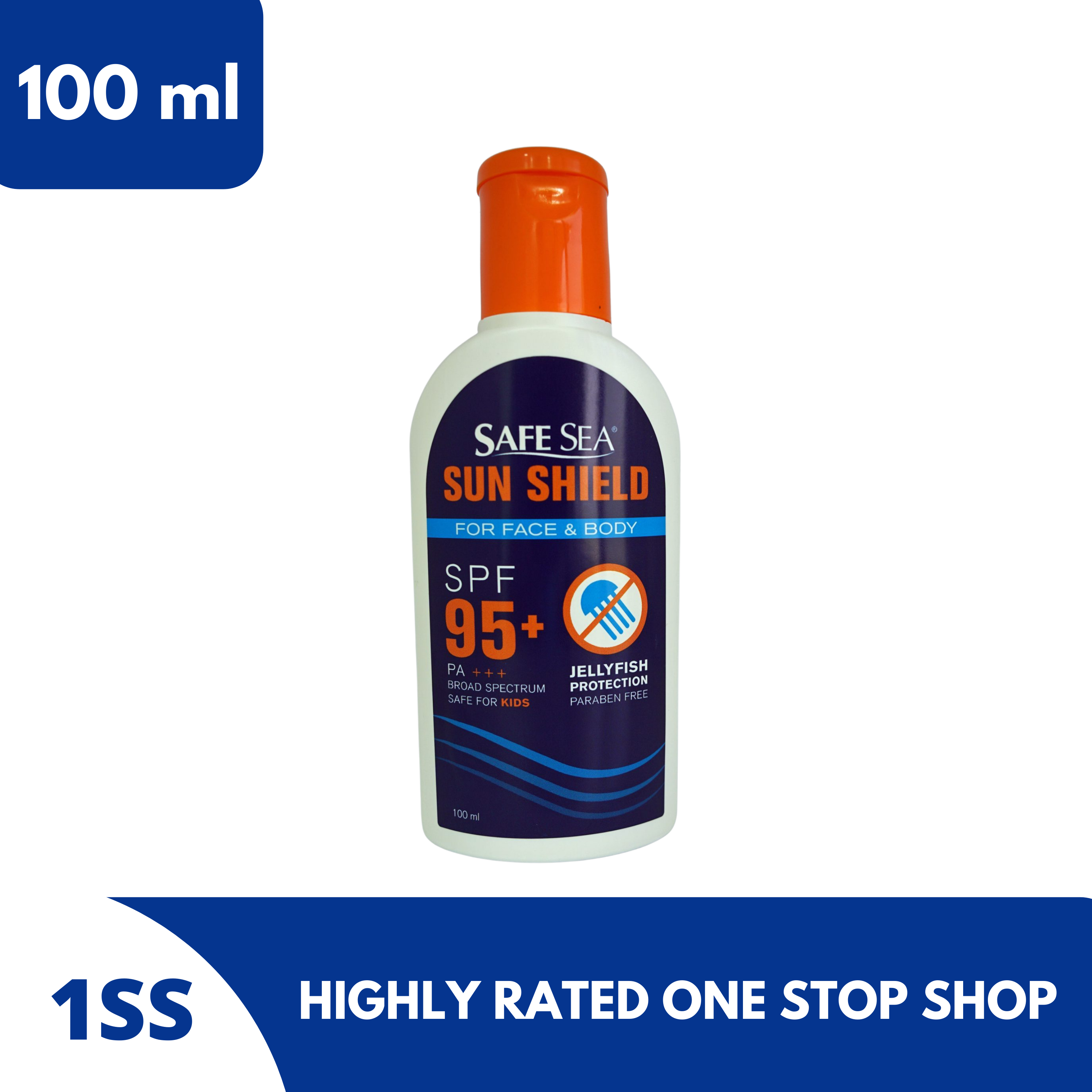 Safe Sea Sun Shield For Face & Body SPF95+ with Anti-Jellyfish Sting, 100ml
