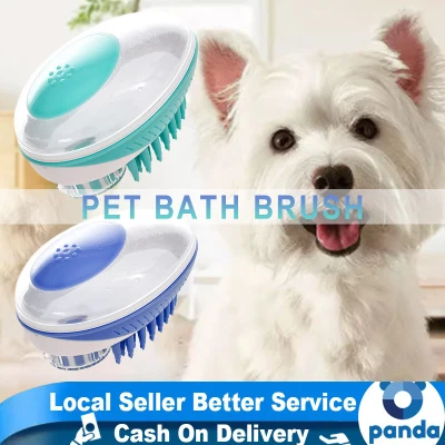 【Fast Delivery】2in1 Pet Dog Bath Brush Comb Pet SPA Massage Brush Soft Silicone Dogs Cats Shower Pet Hair Grooming Cmob Dog Cleaning Tool Pet Supplies
