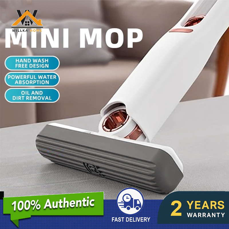 Mini Mop for Small Spaces - Portable Self-Squeeze Mini Mop - Wet and Dry  Use, Strong Absorbent Cleaning - Ideal for Bathrooms, Kitchens, Floors and