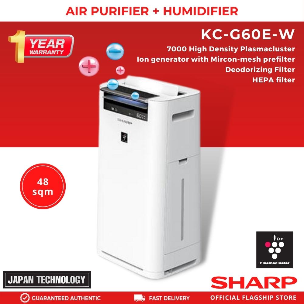 Sharp KC-G60E-W Air Plasmacluster Air Purifier with HUMIDIFIER 