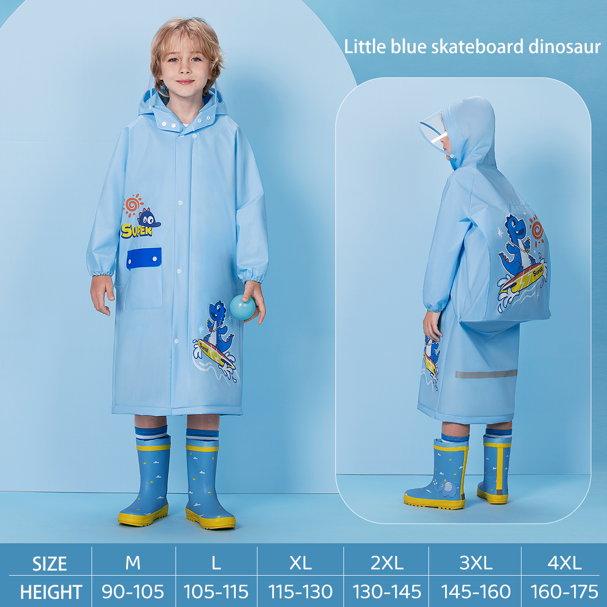 Rain coat with zipper for kids children Boy girls big size motorcycle