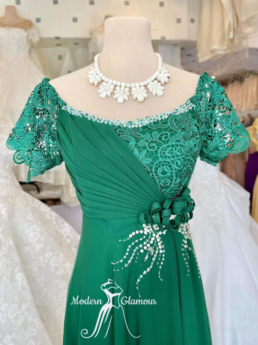 EMERALD GREEN MOTHER DRESS FOR MOTHER OF THE BRIDE, WEDDING, NINANG