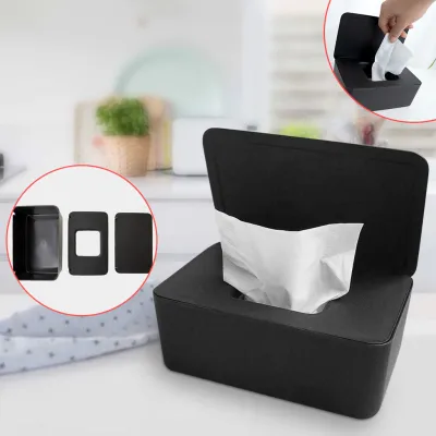【HOT SALE】Wet Tissue Box With Lid Pull-Type Wet Tissue Dispenser Baby Wipes Paper Storage Box Napkin Storage Box Desktop Wet Tissue Box Dust Seal Keeps Wet Tissue Fresh And Reusable (Black/White/Pink/Gray)