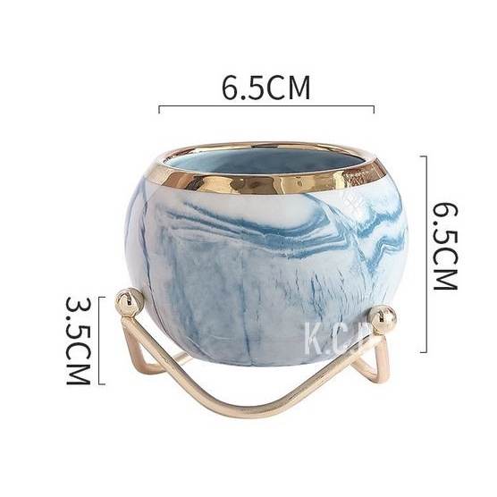 Ceramic Decorative Flower Pots with Metal Stand,Plant Pots Dining Table