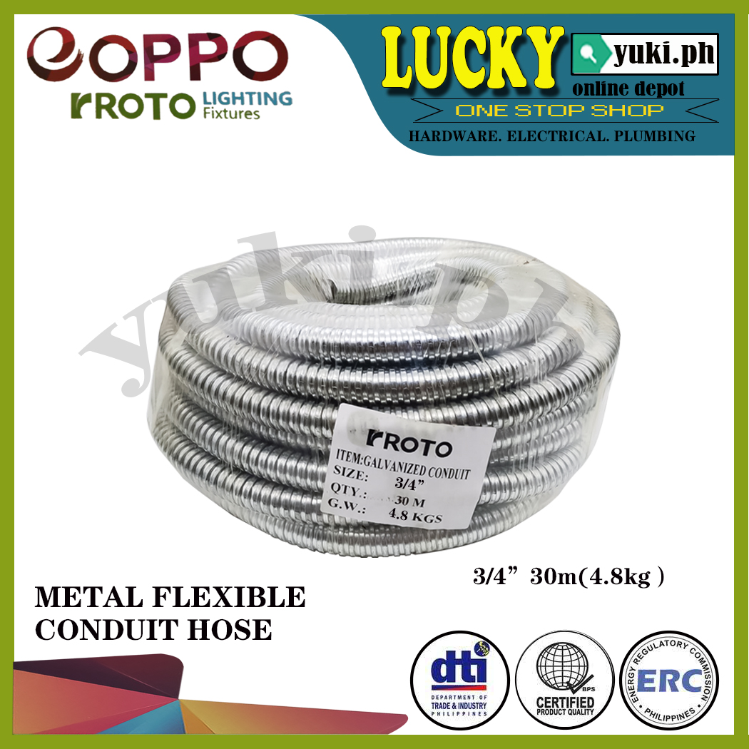 EOPPO GALVANIZED METAL FLEXIBLE CONDUIT HOSE 1/2 , 3/4 , 1 30 METER PER ROLL Lazada PH