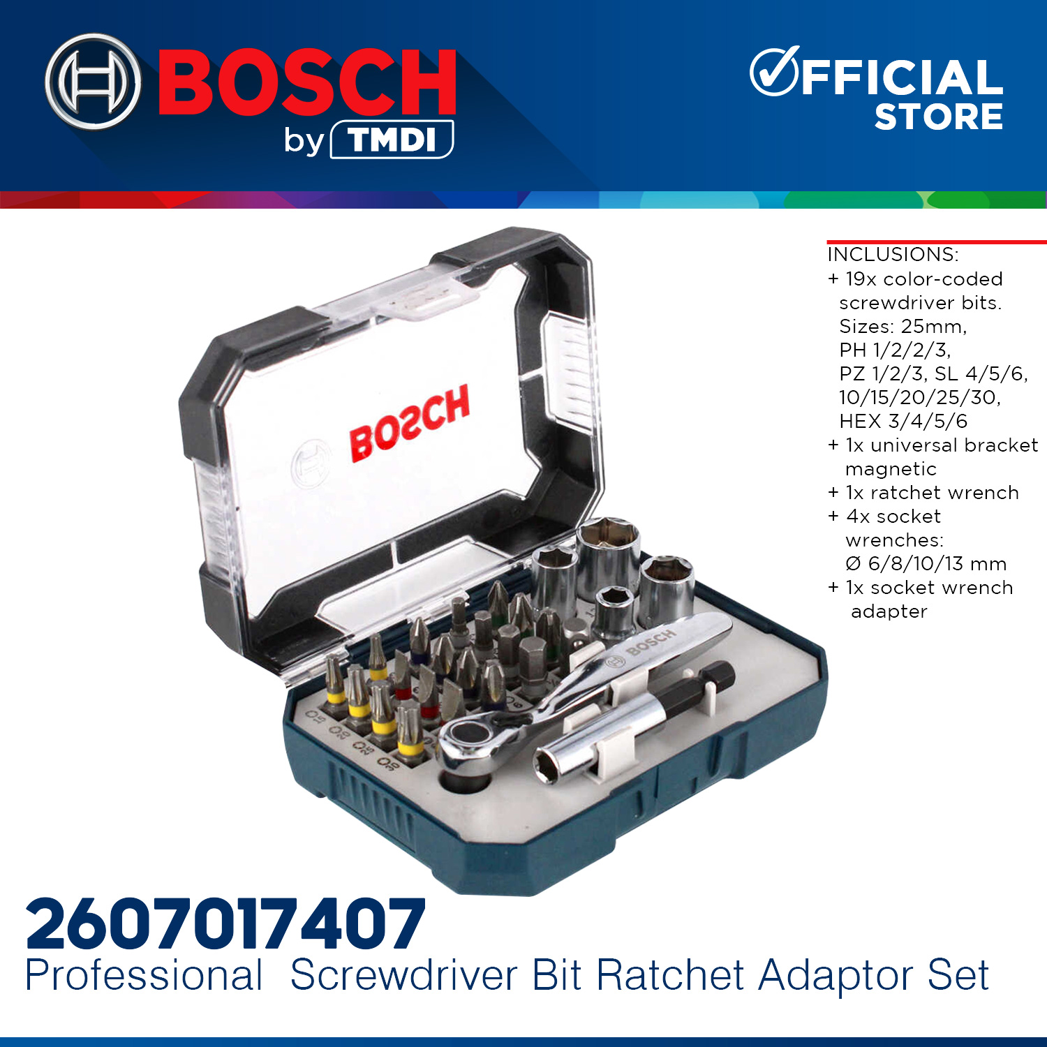 BOSCH Professional Screwdriver Bit Ratchet Adaptor Set 2607017407 100 ORIGINAL / AUTHENTIC BAX