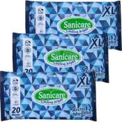 Set of 3 Sanicare Cooling Wipes 20 Sheets