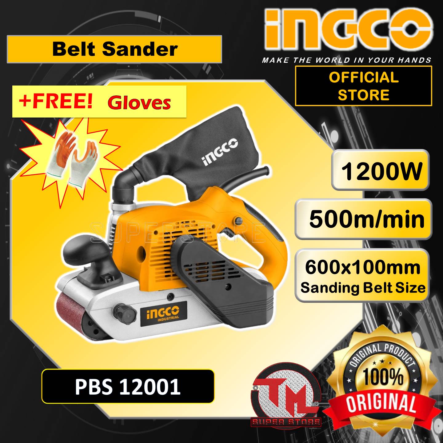 INGCO Belt Sander PBS 12001 • Tm ss Lazada PH
