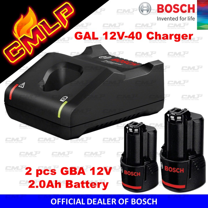 Pack 2 batteries GBA 12V 6.0Ah + GAL 12V-40 BOSCH 