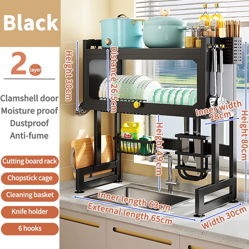 Jiditech Dish Rack Dish Cabinet Rack With Cover Plate Drying Storage ...
