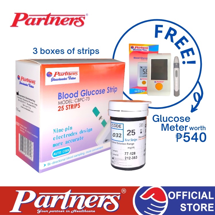 Glucose Meter Partners GlucoLeader Value Blood Glucose Test Strip 75