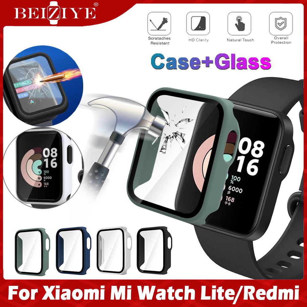 Case Fit for Redmi Watch 3 Active, Redmi Watch 3 Full Coverage PC  Protective Case Cover with Tempered Glass Screen Protector Bumper Fit for  Redmi