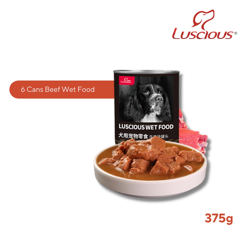 Luscious 375g x 6 Cans Bundle Dog Wet Food Pet Food Dog Food Complete