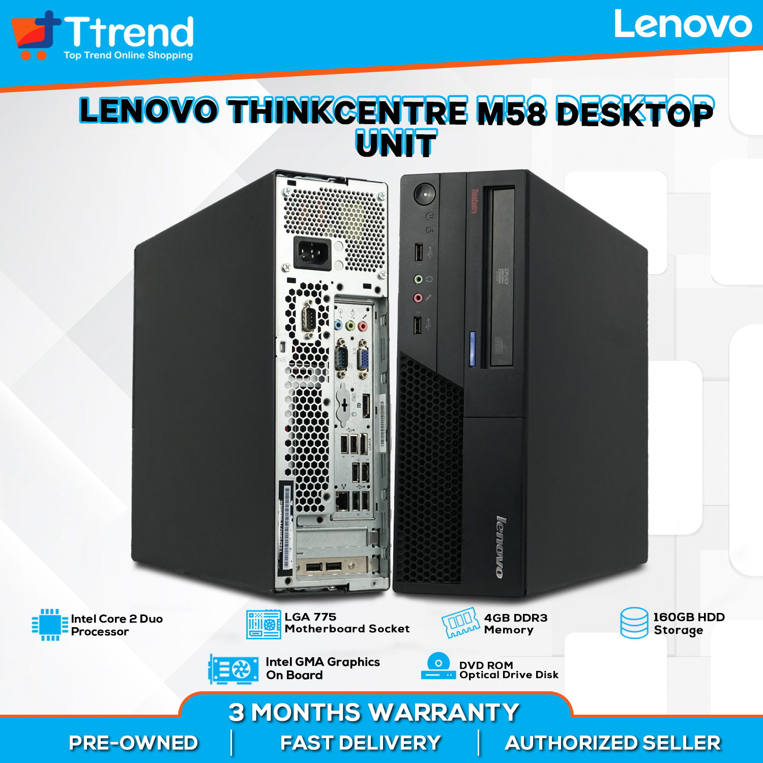 Lenovo Thinkcentre M58 SFF Slim PC | Intel Core 2 Duo 4GB RAMD