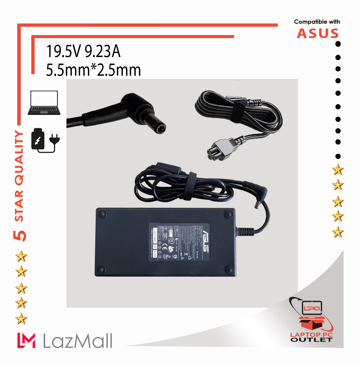 Asus Laptop Power Supply AC Adapter for Asus ROG FX504 FX502VM 19.5V 9