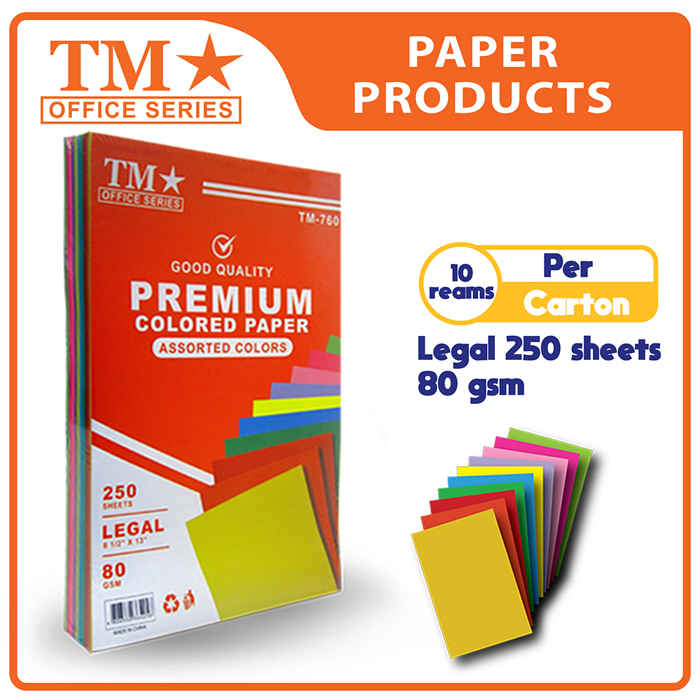 TM Premium Colored Paper 80 GSM 250's x 10 reams Lazada PH