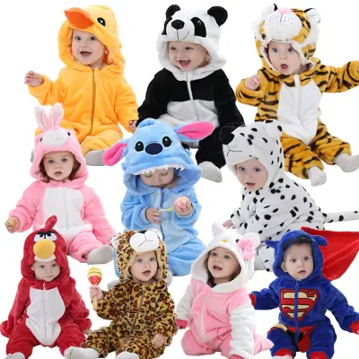 Baby Rompers Baby Girls Clothes Hooded Pajamas Mameluco Bebe Panda Winter Animal Costumes