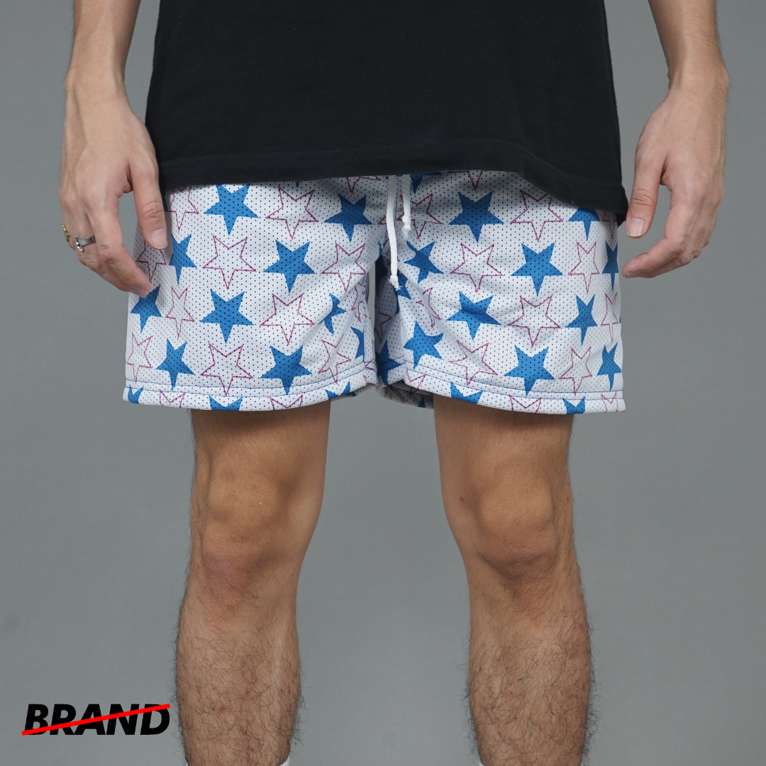 NoBrand Star Mesh Shorts for Men Cotton 