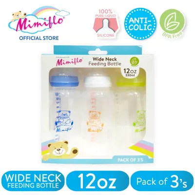 Mimiflo® Wide Neck PP Feeding Bottles (12oz) - PACK OF 3's